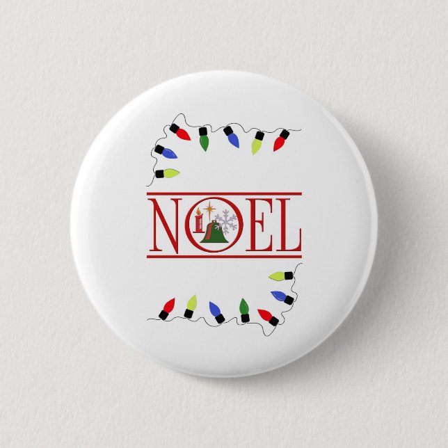 Chapa Redonda De 5 Cm cadena retro NOEL de luces (Anverso)