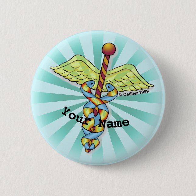 Chapa Redonda De 5 Cm Caduceus (Anverso)