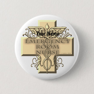Chapa Redonda De 5 Cm Caduceus Cross ER Nurse