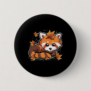 Chapa Redonda De 5 Cm Cae de Cute Red Panda Anima Sale de Temporada Otoñ