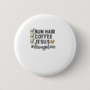 Chapa Redonda De 5 Cm café Jesús del pelo del bollo