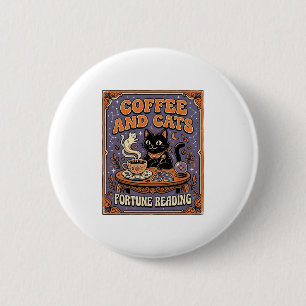 Chapa Redonda De 5 Cm Café Y Gatos Gato Hojas De Té Café Lectura De La F
