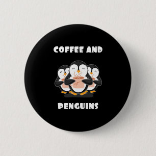 Chapa Redonda De 5 Cm Café Y Pingüinos