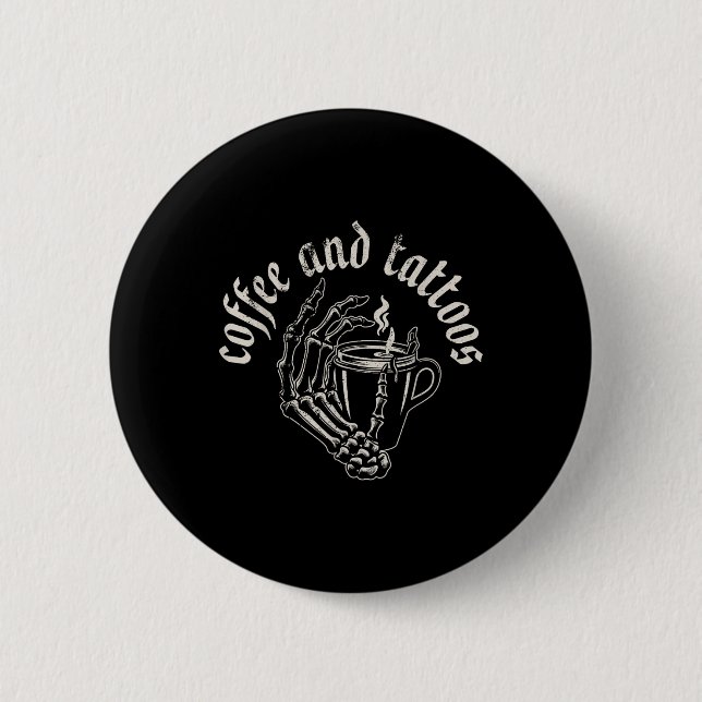 Chapa Redonda De 5 Cm Café Y Tatuajes (Anverso)