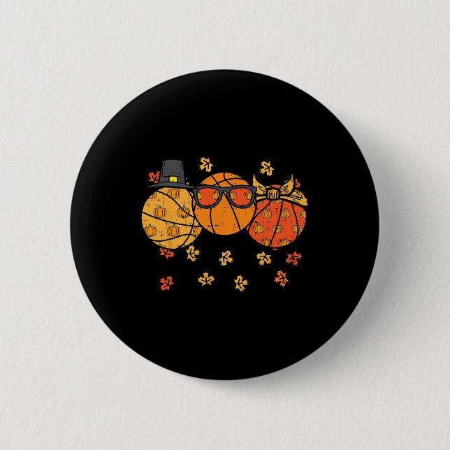 Chapa Redonda De 5 Cm Caída de peregrinos en otoño en baloncesto de Acci (Anverso)