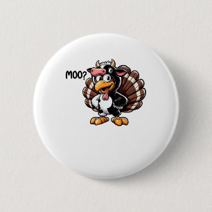 Chapa Redonda De 5 Cm Caída divertida de Thanksgiv de la cabeza de vaca 