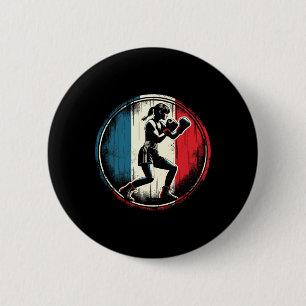 Chapa Redonda De 5 Cm Caja de bandera de Francia Boxeadora - Kickboxing