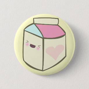 Chapa Redonda De 5 Cm caja de leche kawaii cara feliz amiga linda
