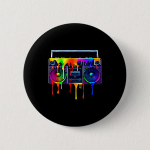 Chapa Redonda De 5 Cm Caja de Ritmos con Pintura Goteando Música Diverti