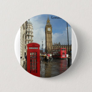 Chapa Redonda De 5 Cm Caja del teléfono de Londres Big Ben (por St.K)
