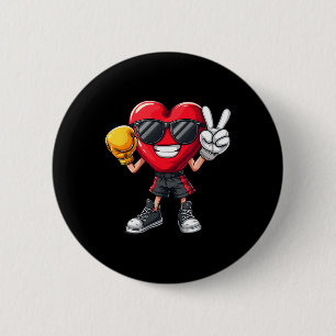 Chapa Redonda De 5 Cm Caja Fresca Corazón Boxeo Hombres Chicos Niños Paz