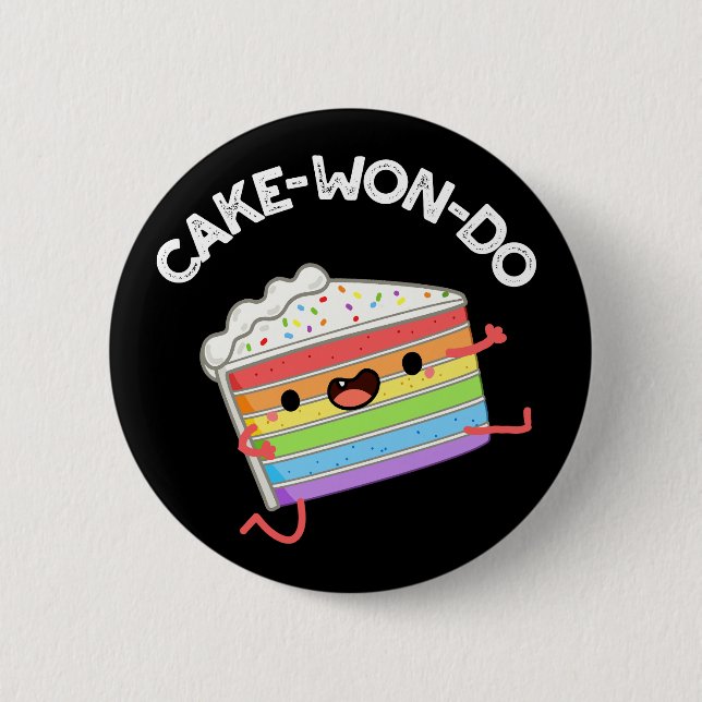 Chapa Redonda De 5 Cm Cake-won-do Gracioso Taekwondo Pastel Pun Dark BG (Anverso)