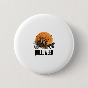Chapa Redonda De 5 Cm Calabaza Carruaje Bruja Diseño Vintage Halloween_1