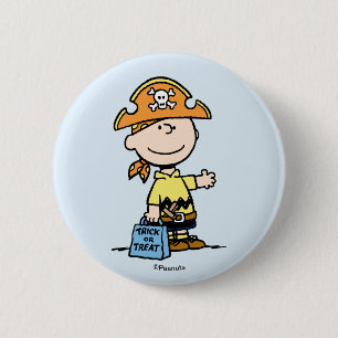 Chapa Redonda De 5 Cm Calabaza Charlie Brown Pirata Halloween
