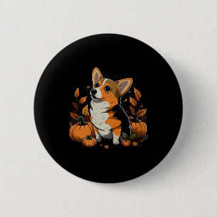 Chapa Redonda De 5 Cm Calabaza De Corgi Gales De Calabaza En Halloween C