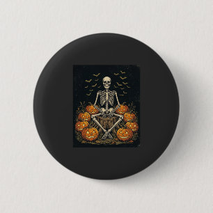 Chapa Redonda De 5 Cm Calabaza De Esqueleto De Halloween Diseño Retro Vi