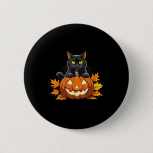 Chapa Redonda De 5 Cm Calabaza de gato negro lindo disfraz de Halloween 