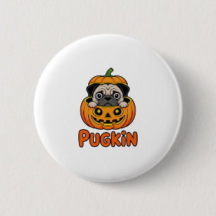 Chapa Redonda De 5 Cm Calabaza de Halloween, Perro de la Pumpkin