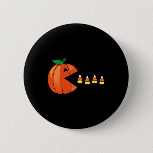 Chapa Redonda De 5 Cm Calabaza divertida de Halloween Comer Candy Corn