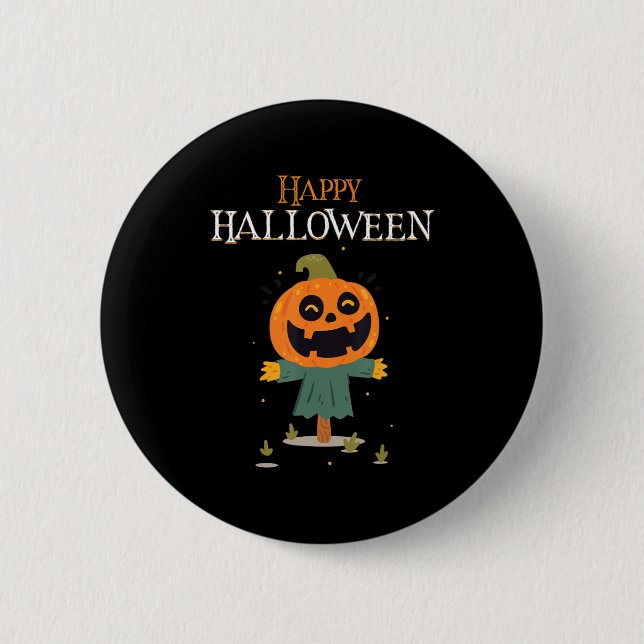 Chapa Redonda De 5 Cm calabaza Feliz Halloween (Anverso)
