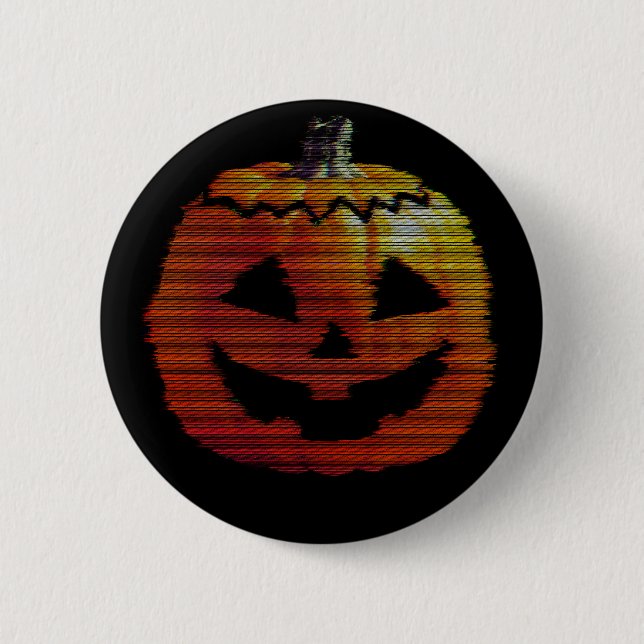 Chapa Redonda De 5 Cm Calabaza Glitchy TV (Anverso)