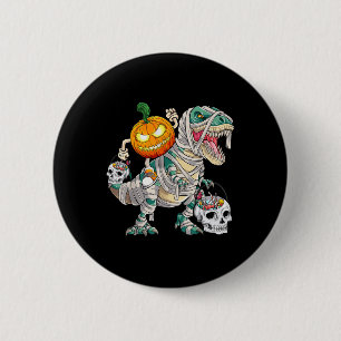 Chapa Redonda De 5 Cm Calabaza montando momia dinosaurio T rex Halloween