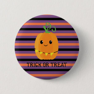 Chapa Redonda De 5 Cm Calabaza Rayada Kawaii de Halloween