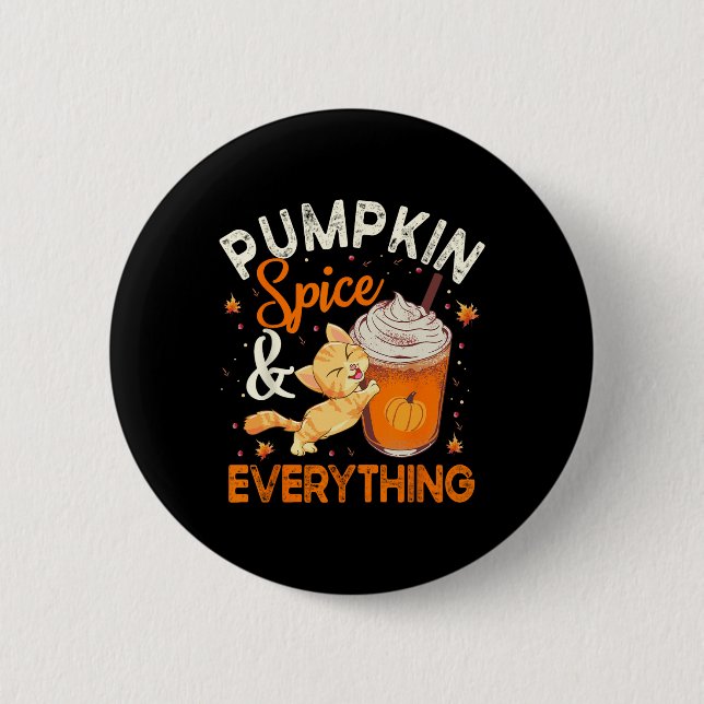Chapa Redonda De 5 Cm Calabaza Spice Everything Cat Lover Cute Autumn Fa (Anverso)