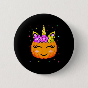 Chapa Redonda De 5 Cm Calabaza Unicornio Lindo Niñas Niños Disfraz Diver