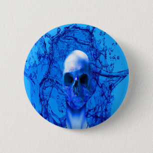 Chapa Redonda De 5 Cm Calavera azul alienígena