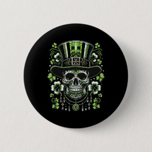 Chapa Redonda De 5 Cm Calavera Con Gorra St Patricks Hombres Irlandeses