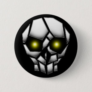 Chapa Redonda De 5 Cm Calavera cromada con ojos brillantes