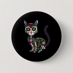 Chapa Redonda De 5 Cm Calavera De Azúcar Cato Mexicano Halloween Día Del