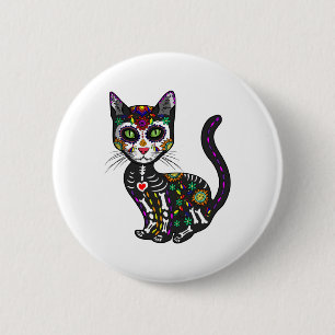 Chapa Redonda De 5 Cm Calavera De Azúcar Cato Mexicano Halloween Día Del