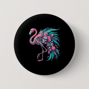 Chapa Redonda De 5 Cm Calavera de azúcar femenina flamenco mexicano dia