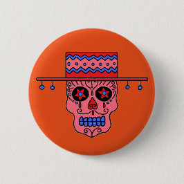 Chapa Redonda De 5 Cm Calavera de azúcar gaucho
