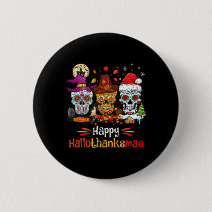 Chapa Redonda De 5 Cm Calavera de azúcar Hallothanksmas Halloween Día de