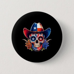 Chapa Redonda De 5 Cm Calavera de azúcar Texas Día de la Agencia Guberna