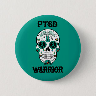 Chapa Redonda De 5 Cm Calavera de azúcar WARRIOR PTSD