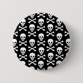 Chapa Redonda De 5 Cm Calavera de B&W y huesos
