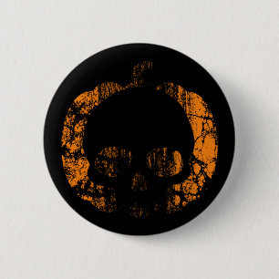 Chapa Redonda De 5 Cm Calavera de calabaza gastada