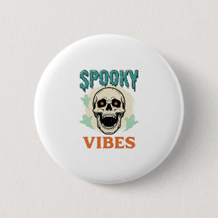 Chapa Redonda De 5 Cm Calavera de Halloween Vibraciones Espeluznantes Ho
