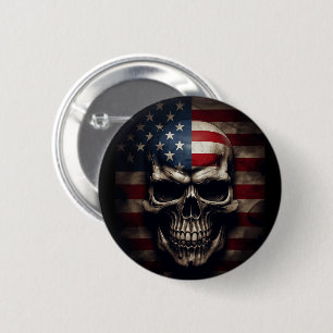 Chapa Redonda De 5 Cm Calavera de la bandera americana