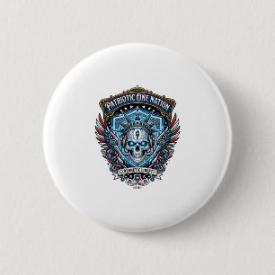 Chapa Redonda De 5 Cm Calavera de la libertad cibernética patriótica Fut