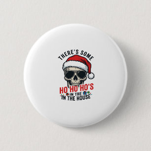 Chapa Redonda De 5 Cm Calavera de Navidad Ho Ho Ho Humor Diseño