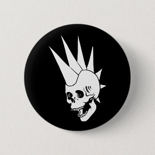 Chapa Redonda De 5 Cm Calavera de Punk de personalizable versión 2