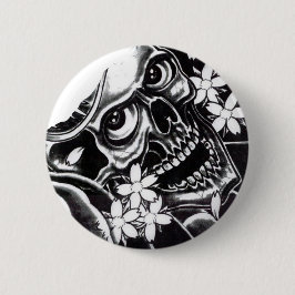 Chapa Redonda De 5 Cm Calavera de tatuaje japonesa