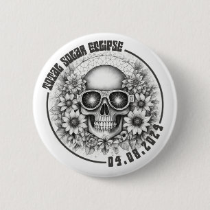 Chapa Redonda De 5 Cm Calavera eclipsa