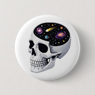 Chapa Redonda De 5 Cm Calavera Espacial