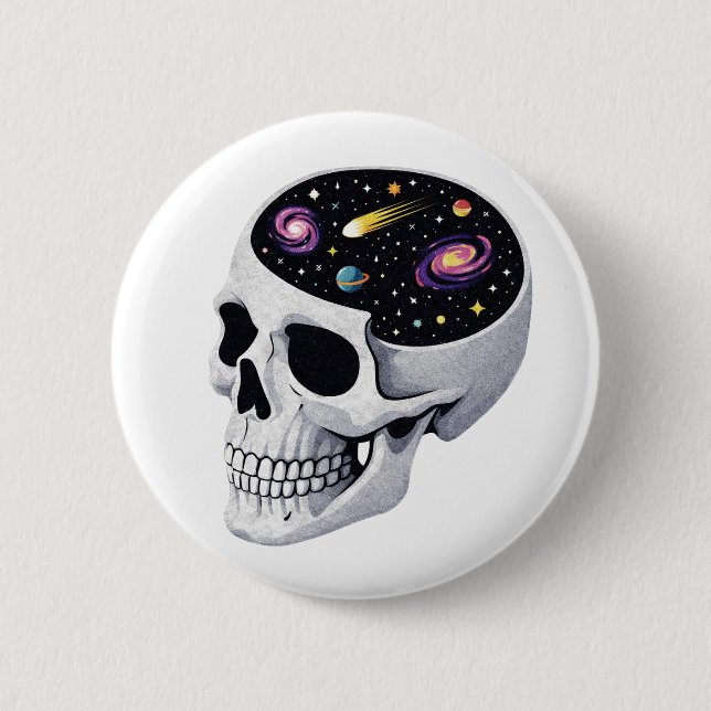 Chapa Redonda De 5 Cm Calavera Espacial (Anverso)